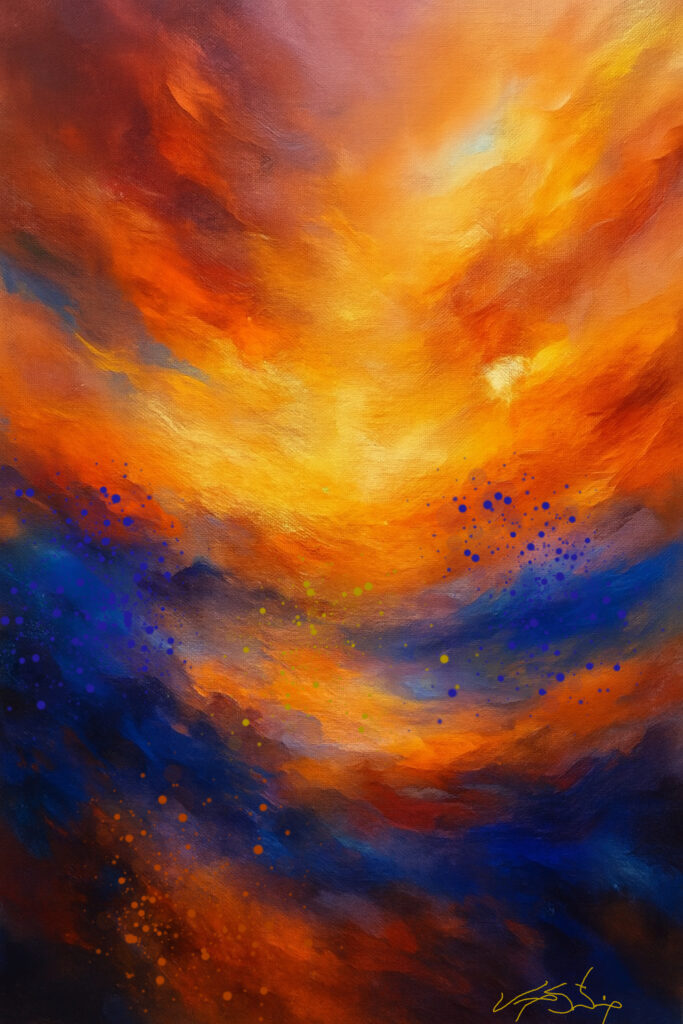 Echoes Beneath Flame Abstract Art Print